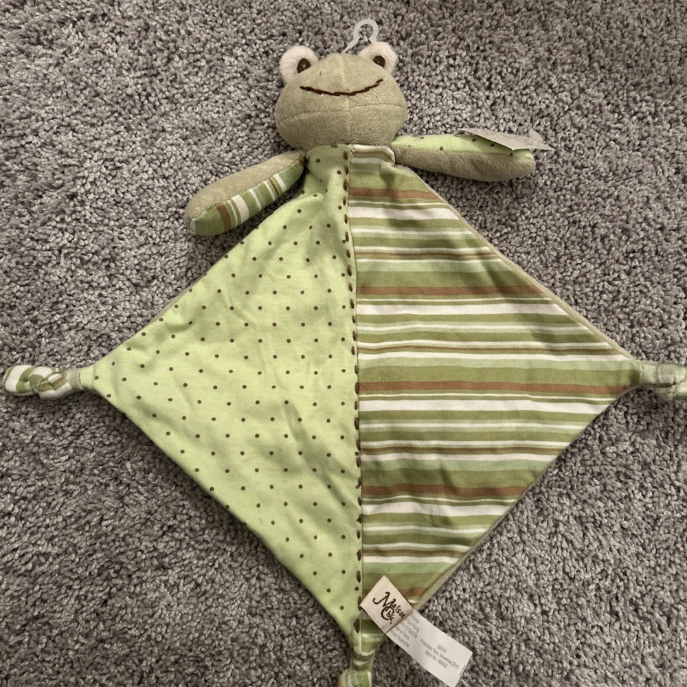 Maison Chic Green Frog‎ Security Blanket Knotted Corners Lovey